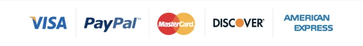 Payment cards commonly accepted at the official store: Visa, Mastercard, American Express, Discover